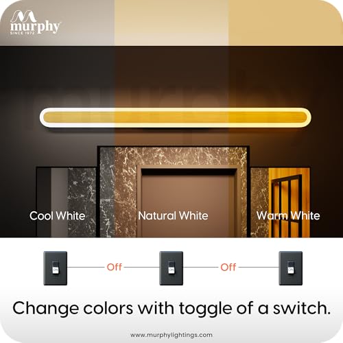 Image of Murphy LumaLine TrioGlow 15W Premium LED Mirror Wall Bathroom Light - with 3-in-1 Colour Cool White /Warm White /Natural White Linear Bar (Pack of 1)