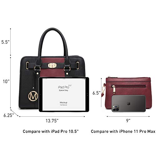 Image of Purses and Handbags for Women Top Handle Satchel with Wallet Shoulder Bags Two Tone 2pcs | with Wallet