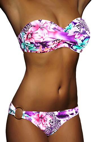 ALZORA Twist Push Up Bandeau Bikini Set Damen Pushup Badeanzug viele...