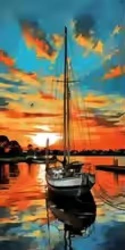 Peinture sur toile de paysage au coucher du soleil avec impression haute définition 55x100cm