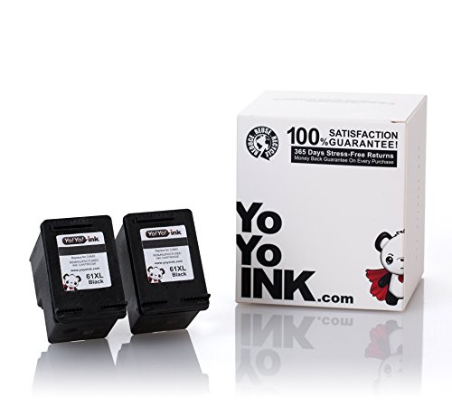YoYoink Remanufactured Printer Ink Cartridges Replacement for HP 61XL Black Ink (2 Pack) HP 61 XL High Yield to use with HP Printer Envy 4500 5530 Deskjet 1010 1000 2540 Officejet 4630