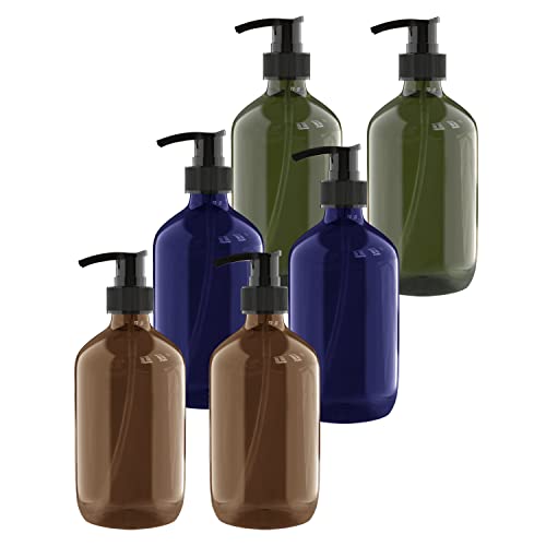 6 Pcs 10 Oz Pump Bottle Plastic Pump Lotion Dispenser Empty Bottle For Shampoo Lotion Body Wash, Mixed Colours #TOP30