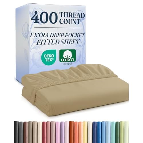 Extra Deep Full 400 Thread Count Cotton Fitted Sheet - Hotel Luxury Single Fitted Sheet Only - Easily Fits 18" to 24" Mattress - Soft, Wrinkle Free, Breathable & Comfy Extra Deep Pockets Whi
