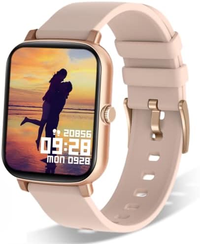 Wwzzey 1.7" Touchscreen Rechargeable Smart Watch (Make/Answer Calls) for Android/iOS Phones Fitness Tracker with Heart Rate Monitor, Blood Oxygen, Sleep, AI Voice Control | Best Gift for Women