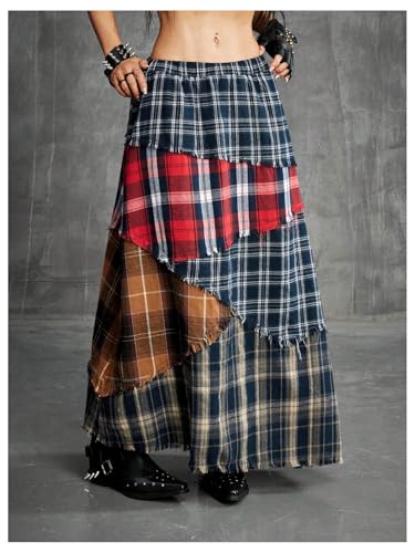 Image of Verdusa Women's Long Maxi Skirt Boho Flowy Flared Ruffle Skirts 2026 Beach Vacation Summer Going Out Outfits