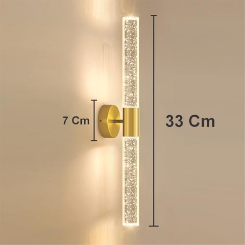 Image of Lamp master Round Acrylic Luxurious LED Wall Light for Mirror, Wash Basin, Bedroom, Hotel Passage, Living Room | Soft & Bright White LED Lighting - 1 Pack (Crystal Bubble wall Light, Pack of 2)