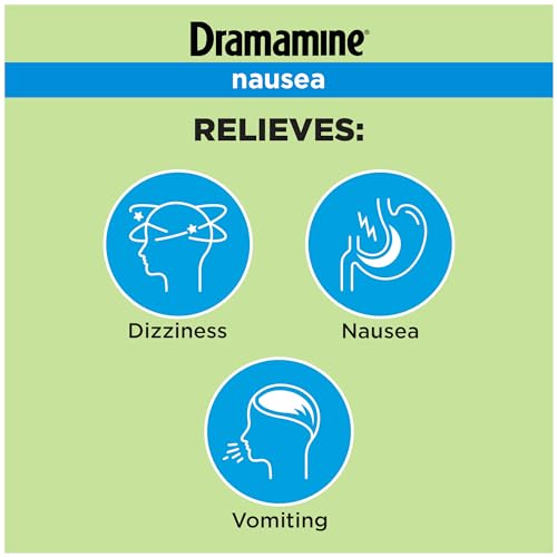 Image of Dramamine Nausea Relief, with Meclizine HCl for Long-Lasting Relief of Nausea, Vomiting & Dizziness, 20 Tablets