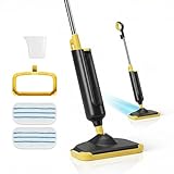 DUMOS Steam Mop for Floor Cleaning, Detachable Handheld Steam Cleaner, Suitable for All Floors Like Tiles, Hardwood, Stone, Lightweight with 2 Washable Pads,Black and Yellow