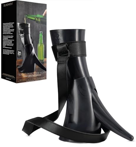 BLKSMITH Viking Horn Mug 24 oz with Stand, BPA-Free Plastic
