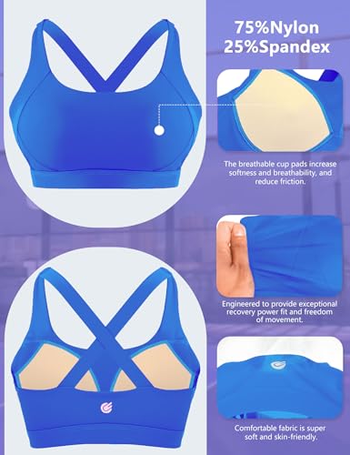 Image of Cordaw Pickleball Sports Bras for Women High Support, Molded Cup Crisscross Back High Impact Workout Yoga Bra