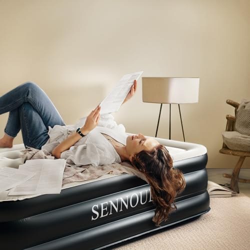Air Mattress with Built in Pump - Upgraded Twin Blow Up Mattress, 2 Mins Quick Self Inflatable with Double Air Chamber,16"/550lbs Max, Strong Support, for Camping,Home,Guests,Portable Travel