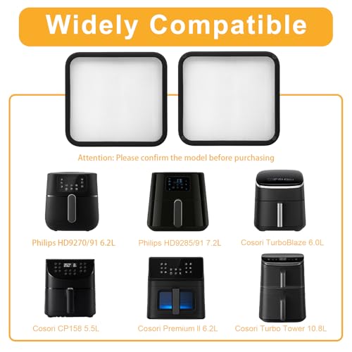 2Pcs Spritzschutz für Cosori Airfryer Heißluftfritteuse CP158 5,5L, TurboBlaze 6,0L, Premium Il 6,2L, Turbo Tower 10,8L, Philips Airfryer HD9270/91 XL 6,2L HD9285/91 XXL 7,2L Zubehör, 22 x 21x 0.5cm
