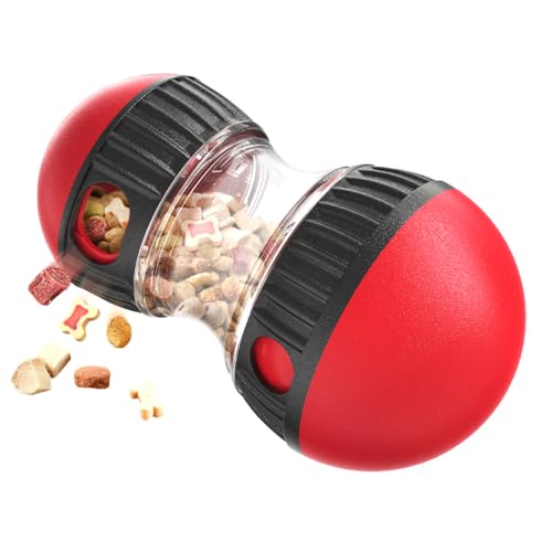 おやつボール 犬 猫 ペット おもちゃ 知育玩具 早食い防止 おやつ トリーツ ストレス解消 (レッド)