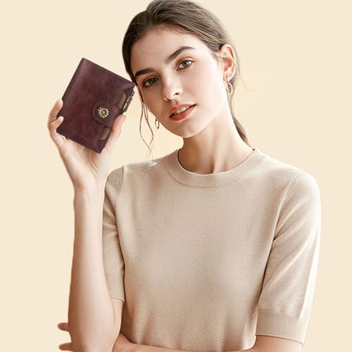 Image of Wallet Women,Rfid Blocking Leather Bifold Womens Wallet Compact Card Holder Small Wallet for Women with Removable ID Window Darkhkaki