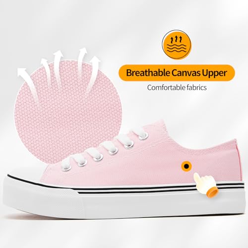 Image of ZGR Womens White Tennis Shoes for Women,Low Tops Lace up Canvas Sneakers