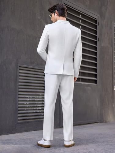 EMERAIDVLN Men's 2 Piece Suits Slim Fit Fashion 2 Button Peak Lapel Blazer and Pants Suit Set for Wedding Business Prom3