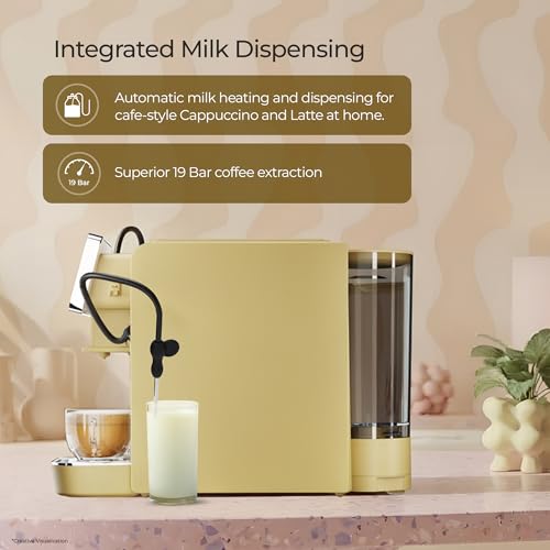 Image of ATLANTIS JAZZ Coffee Capsule Machine | Integrated Milk Dispensing | One-Touch Cappuccino, Latte, Espresso & Americano | Compatible with Nespresso | Home & Office | Smart Touch Control | Auto Clean