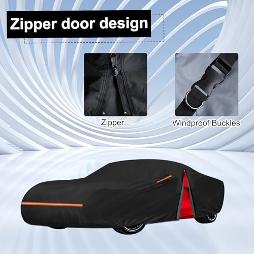 Image of Amooca Car Covers Custom Fit for Chevrolet Corvette C3 C4 C5 C6 C8 Waterproof Sun-Proof All Weather for Automobiles Snow Cover 420D with Door Zipper Cotton Lining