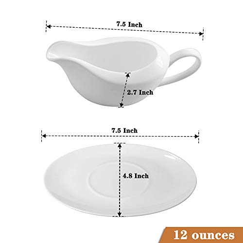 Tripdock 12 Ounce Ceramic Gravy Boat With Ceramic Saucer Stand/Tray #TOP6
