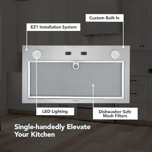 Broan-NuTone PM300SS Custom Power Pack Range Hood Insert with 2-Speed Exhaust Fan and Light, 300 Max Blower CFM, Stainless Steel, 21-Inch Built - 1