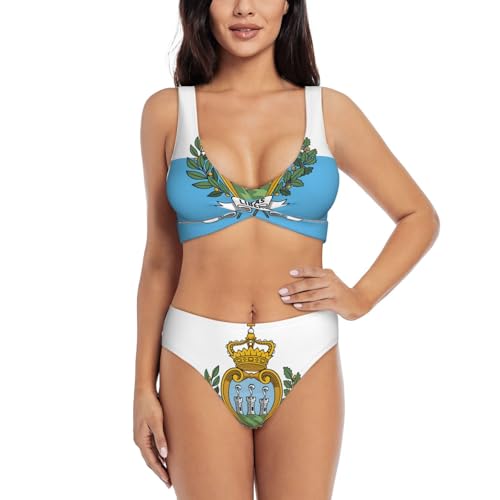Maillot de bain deux pièces femme avec imprimé drapeau de Saint-Marin pour la plage