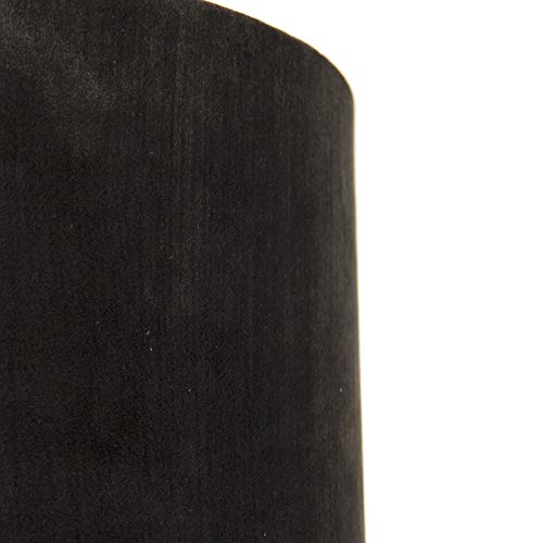 Qazqa Modern Lampenschirm - Cilinder Velours - Schwarz Gold, supports-e27, diameter 35 centimeter