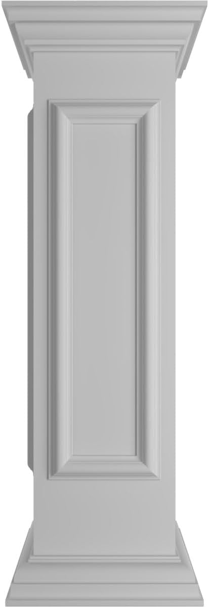 10"W x 40"H End Newel Post with Panel, Flat Capital, & Base Trim (Installation kit Included)