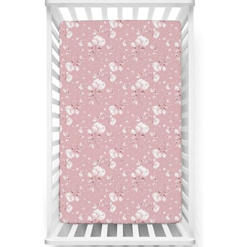 Image of Fitted Cot Crib Sheet | Bed Sheets for Newborn Baby Crib Mattress | Deep Pocket All Round Elastic Fitted Crib Sheet for Baby| Size 132 cm x 71 cm | Crib Sheets - 28 inchx52 inch | Flora Bloom