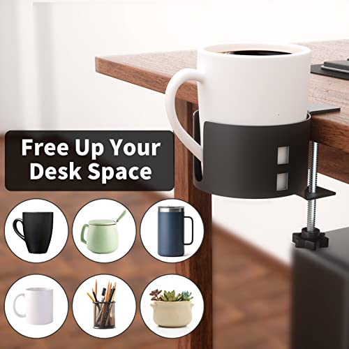 Large Desk Cup Holder, Yyp Anti-Spill Cup Holder For Desk Or Table, Sturdy And Durable, Easy To Install, Enough To Hold Coffee Cups, Water Bottles, Pencil Pen Holder,Black #TOP5