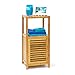 Produktbild Relaxdays Badregal Bambus mit 3 Ablageflächen HxBxT 80x36,5x33 cm praktisches Holzregal mit mehreren Ebenen und Schrankteil mit magnetischem Verschluss mit Stauraum für Bad und Wohnzimmer, natur