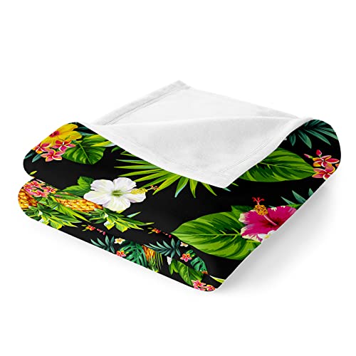 Pineapple-Floral-Blanket-Gifts-for-Women-Kids-Girls-Tropical-Colorful-Flowers-Leaves-Foliage-Throw-Bedroom-Summer-Decor-Soft-Plush-Throw-50x60