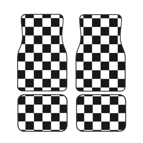 Alfombrillas para coche de cuadrados negros y blancos alfombrillas antideslizantes neopreno 4 ud