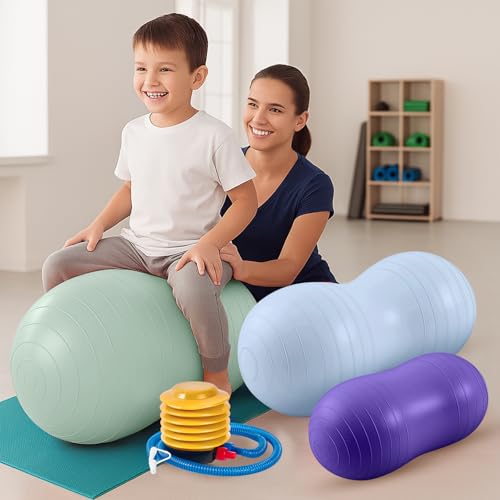 Image of Jexine Peanut Ball Set for Kids Yoga Balance Exercise Ball for Pregnancy & Home Gym, Includes 1 Pump & Different Size Options