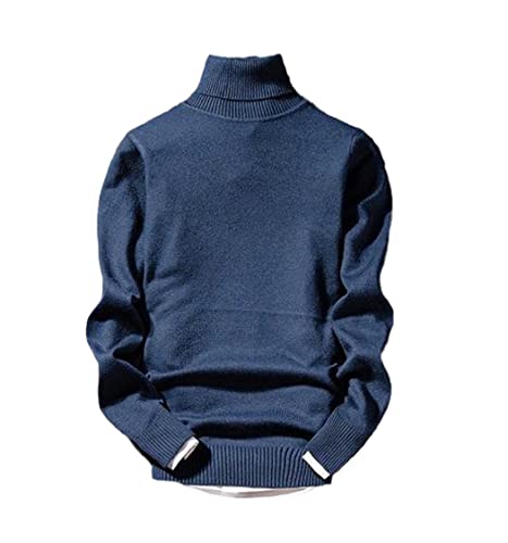 Pull de Noël col roulé cachemire homme bleu marine manches longues taille L