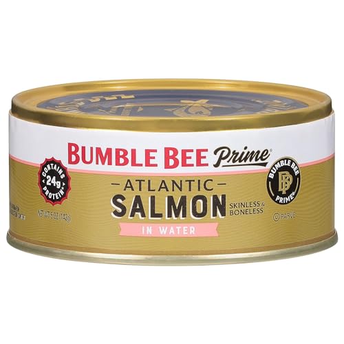 Bumble Bee Prime Atlantic Salmon, 5 oz Can - Premium Salmon - 24g Protein per Serving - Gluten Free & Kosher