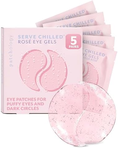 Patchology Serve Chilled Rosé Hydrating Under Eye Patches for Dark Circles, 5 Pairs
