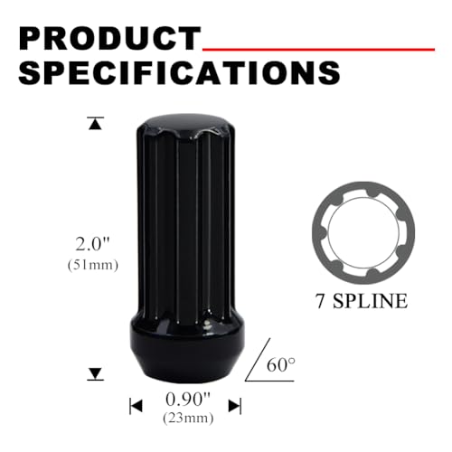 Image of 49351BKC-09-24PCS Black Chrome M14x1.50 Duplex Spline Lug Nut with Key, 24 Pack