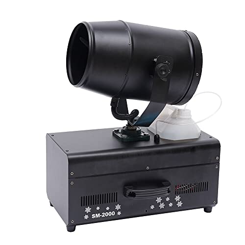 HinLIaDa Snow Machine, 2000W 110V Manual Remote Control Snowflake Spraying Machine Stage Fake Snow Blowing Device Shaking Head Jet Foam Machine Large Angle Turning Head for Parties, Stage, Wedding