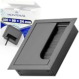 Tappo Passacavo Scrivania 100 x 80 mm H24 mm Colore Nero - Passacavo per Scrivania con Spazzola - Garanzia di 10 Anni - MONTERAL