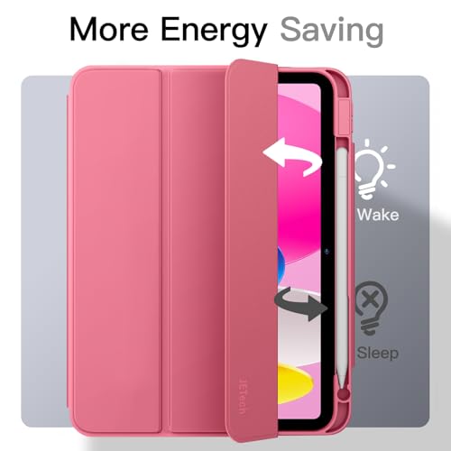 Image of JETech Magnetic Detachable Cover Case for iPad (A16) 11th /10th Generation (2025 /2022) with Pencil Holder, Removable Rotating Clear Cover, Portrait /Landscape Stand with Raised Screen View (Pink)