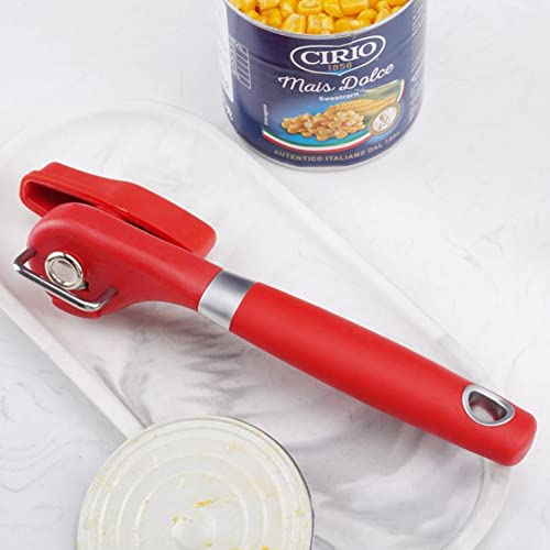 Cylovinho Safe Cut Manual Can Opener, Smooth Edge Can Opener - Can Opener Handheld With Soft Grips, Ergonomic Smooth Edge, Food Grade Stainless Steel Cutting Can Opener For Kitchen & Restaurant (Red) #TOP6