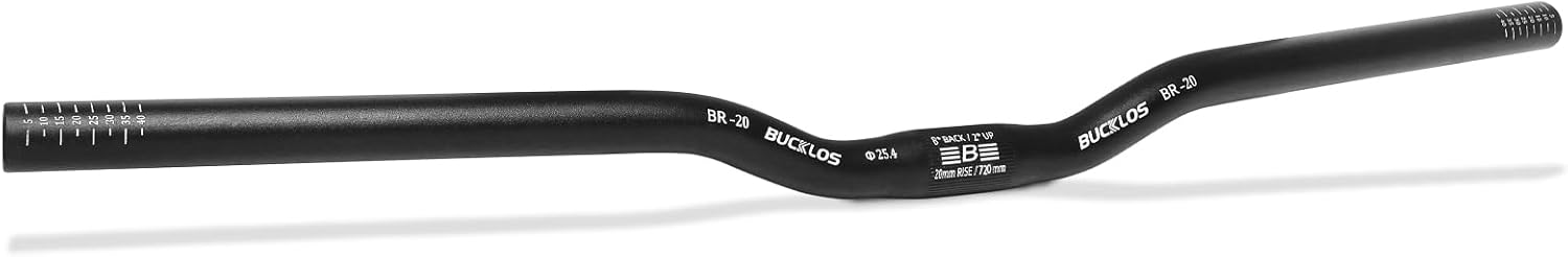 BUCKLOS 720mm MTB Riser Handlebars 25.4mm Aluminum Alloy - 20-160mm Rise for E-Bike, Mountain, Downhill, Fat Tire Bikes
