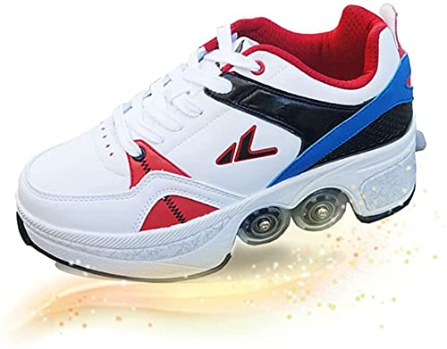 Unisex Caminata Automática Patines De Ruedas Deformación Invisible Cuatro Rondas Skate Zapatillas para Niños/niñas Adecuado para Deportes Recreativos Al Aire Libre Cover