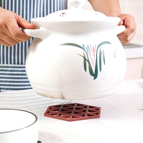 Image of Mat for Cup PVC Tea Coaster Non-Slip Placemat High Temperature Insulation Pad Hollow Pot Mat Bowl with Anti-hot (Pack of 2)