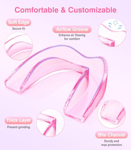 Image of Anti Grinding Guard, Mouth Guard for Grinding Teeth at Night | 2 Color Night Guards for Sleeping with 5X Magnifier Guard Case, 4 Pcs /2 Sizes