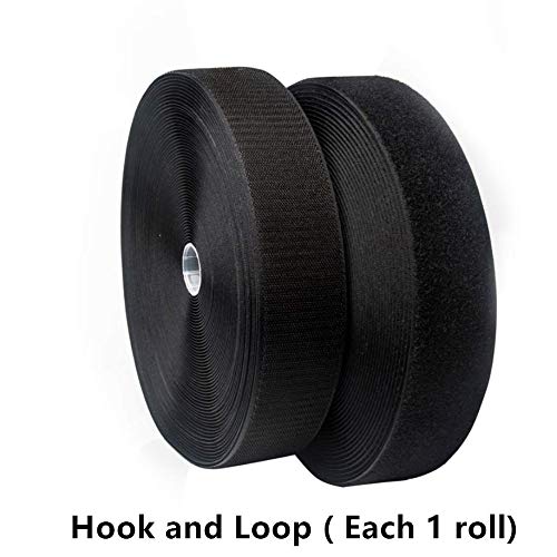Sew On Hook And Loop Tape 3/4 Inch Width, Non-Adhesive Sticky Back, Sewing Fastening Tape Nylon Fabric Fastener Interlocking Tape Sewing Fasteners For Sewing Diy Crafts (Black, 16.4Ft) #TOP1