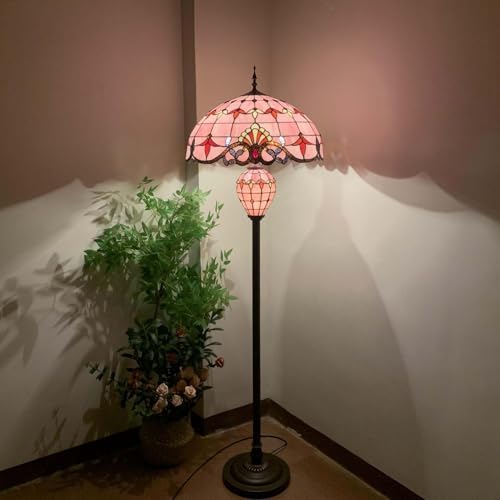 Pfeilzieher Lampadaire Tiffany, Lampe sur Pied Baroque à Double lumière en vitrail pour Salon, Chambre ou Bureau