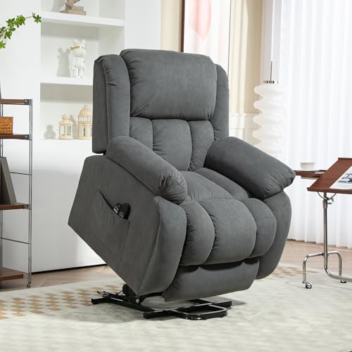 HOMCOM Recliner Armchair Lift Chair with Vibration Massage and Heat, Velvet-feel Fabric Electric Riser Recliner Chair for Elderly with Wide Seat, USB Port, Side Pockets for Living Room, Grey