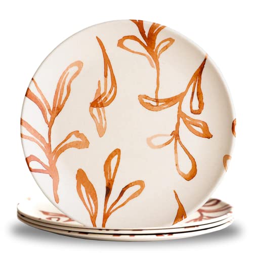 Nook Theory 4-Pack Bamboo Fiber Dinner Plates - Bamboo Plates Reusable, Unbreakable Plates, Food-Grade, Dishwasher Safe Plates - Kids Plates, Toddler Plates For Home, Outdoor (Wildflower) #TOP23