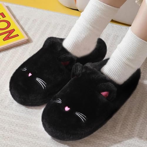 Cute Cat Slippers for Women, Soft Plush House Slippers with Memory Foam, Warm Indoor House Shoes Bedroom Non-Slip Shoes Slip-On Slippers2